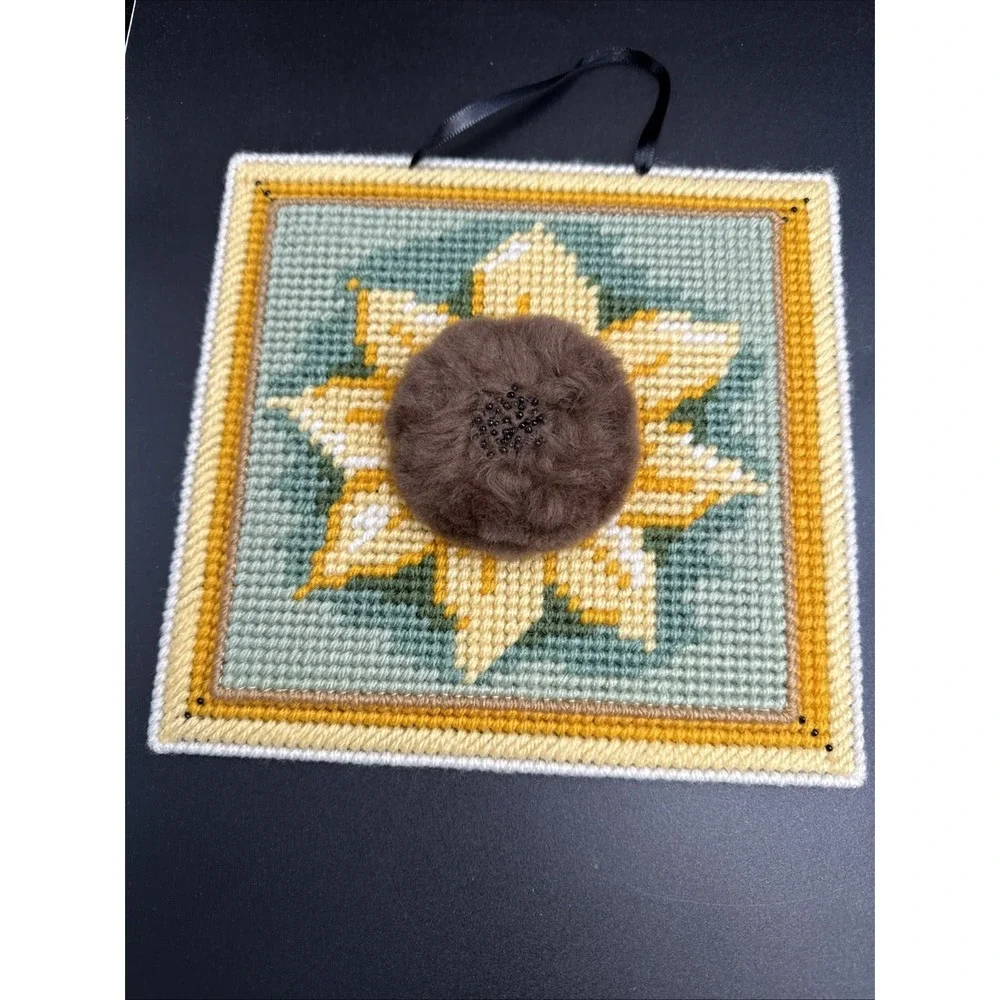 Plastic Canvas Completed Wall Decor Door Hanger Flowers Approx 8